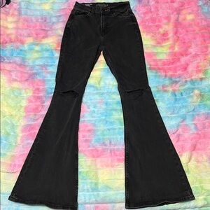 Black High Rise Vintage 70s Flare Jeans